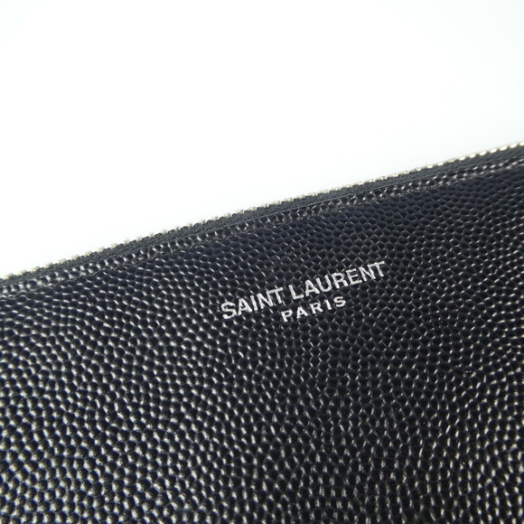 SAINT LAURENT Clutch Bag Grain Textured Leather Black - Picture 7 of 15